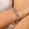 Close Up Model Shot of Stainless Steel Chunky Paperclip Chain Bracelet in Silver