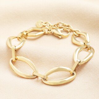Stainless Steel Large Marquise Link Chain Bracelet in Gold 
