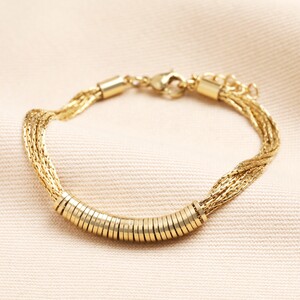 Stainless Steel Multi Layer Rings Chain Bracelet in Gold