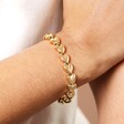 Close Up ofStainless Steel Solid Heart Chain Bracelet in Goldon Model