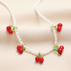 Pearl Cherry Beaded Necklace