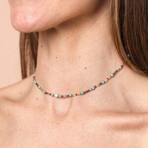 Semi Precious Multicoloured Beaded Necklace with Freshwater Pearl