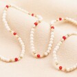 Semi-Precious Red and White Beaded Choker in Gold