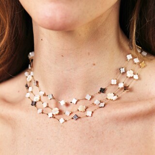 Shell Clover Layered Necklace in Gold