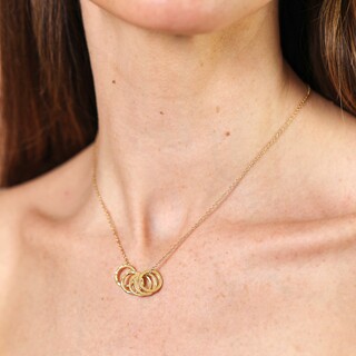 Stainless Steel Rings Pendant Necklace in Gold