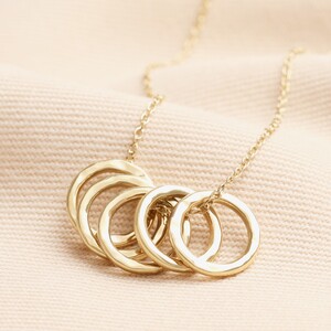 Stainless Steel Rings Pendant Necklace in Gold