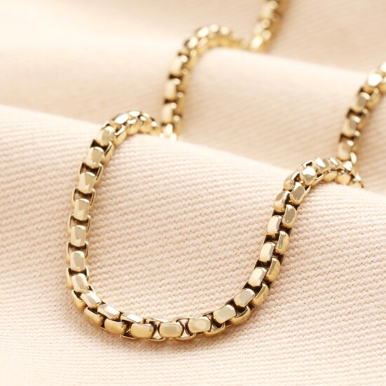 Stainless Steel Box Chain Necklace in Gold