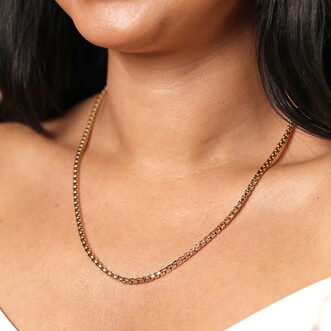 Stainless Steel Box Chain Necklace in Gold