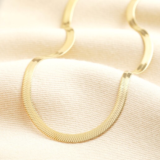 Stainless Steel Herringbone Chain Necklace in Gold A 14ct gold plated stainless steel herringbone necklace