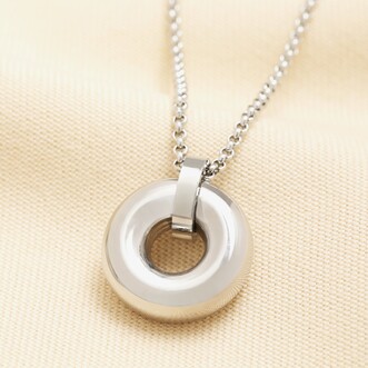 Stainless Steel Doughnut Pendant Necklace