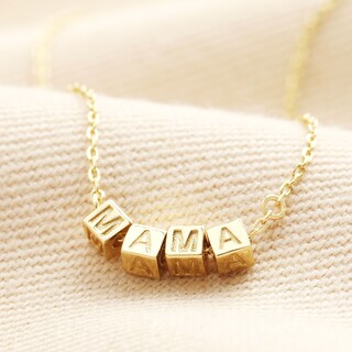 Sterling Silver Mama Charm Necklace in Gold