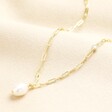 Sterling Silver Paperclip Pearl Pendant in Gold