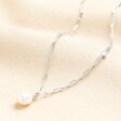 Sterling Silver Paperclip Pearl Pendant in Silver