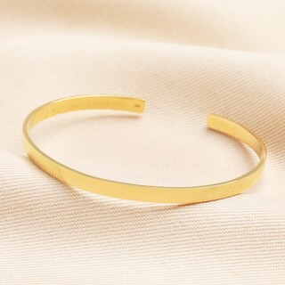 Sterling Silver Flat Open Torque Bangle in Gold