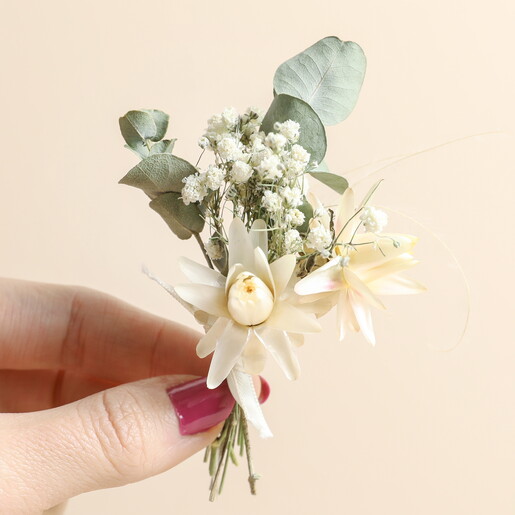 Close Up of Florence Dried Flower Buttonhole