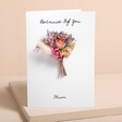 Personalised Vinyl Dried Flower Mother's Day Card with Black Font on Board