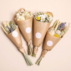 Wholesale Four Assorted Natural Dried Flower Posies (Wrapped)