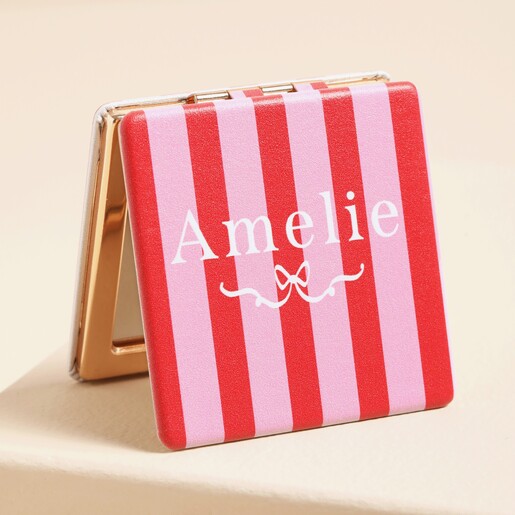 Personalised Name Striped Compact Mirror Personalised Name Striped Compact Mirror