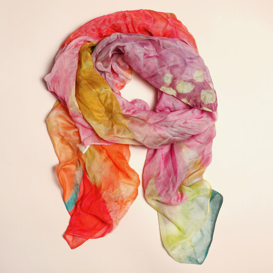 Bright Multicoloured Florals Watercolour Scarf