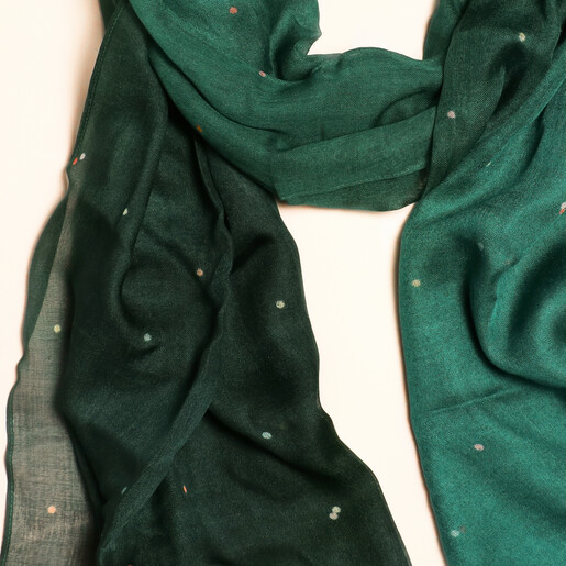 Close Up of Ombre Teal Dotted Summer Scarf