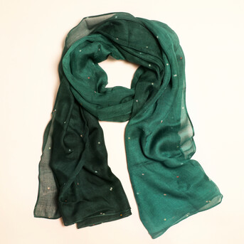 Ombre Teal Dotted Summer Scarf