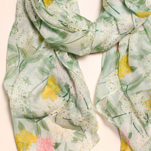 Close Up of Pastel Green Elderflower Summer Scarf