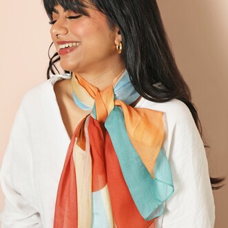 Abstract Colour Block Lightweight Scarf