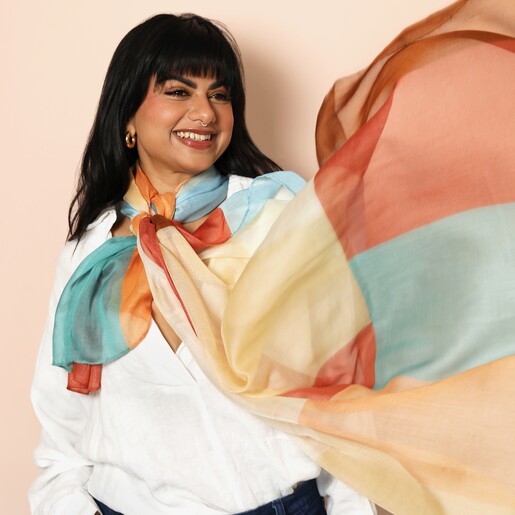 Abstract Colour Block Summer Scarf