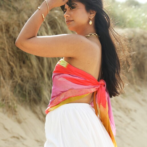 Bright Multicoloured Florals Watercolour Scarf