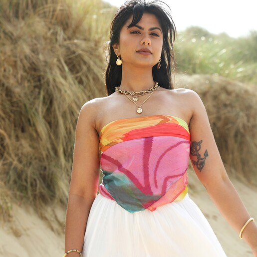 Bright Multicoloured Florals Watercolour Scarf