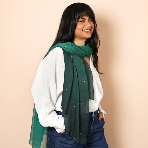 Ombre Teal Dotted Summer Scarf