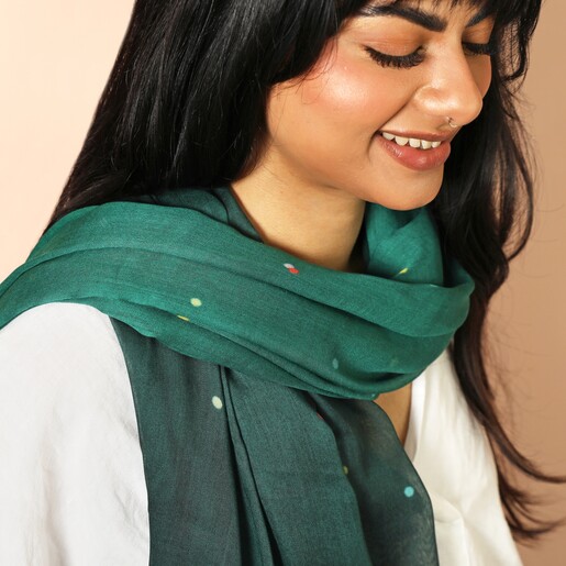 Ombre Teal Dotted Summer Scarf