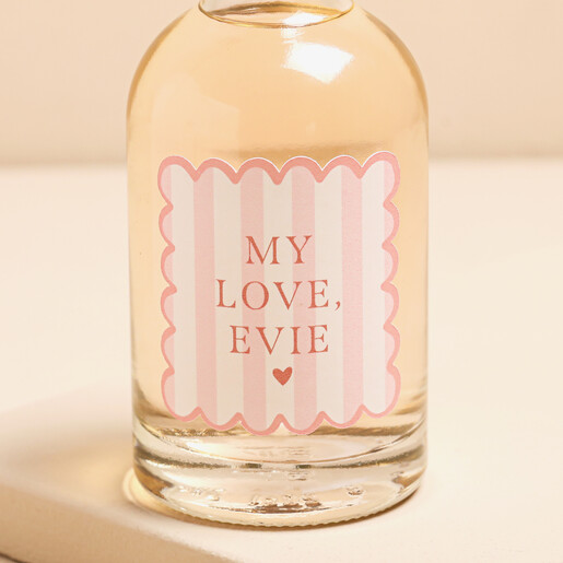 Close Up of 200ml Personalised Name My Love Pink Gin