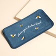 Personalised Navy Velvet Bee Glasses Case