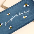 Close Up of Personalised Navy Velvet Bee Glasses Case