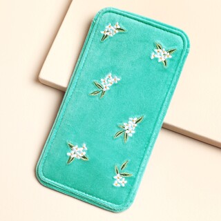 Turquoise Velvet Spring Flower Glasses Case