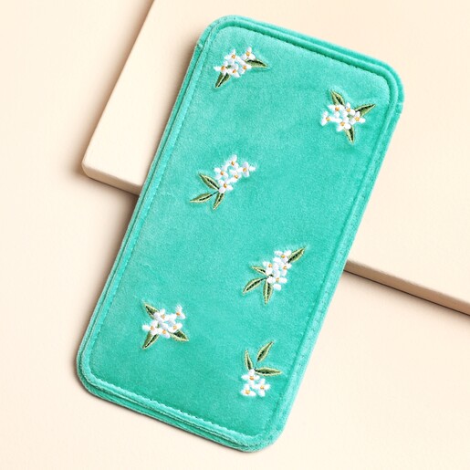 Turqouise Velvet Spring Flower Glasses Case