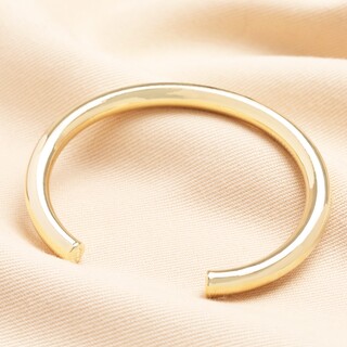Thin Chunky Open Torque Bangle in Gold