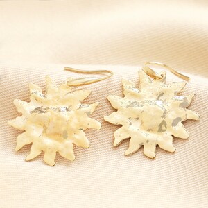 Hammered Sun Drop Earrings in Gold