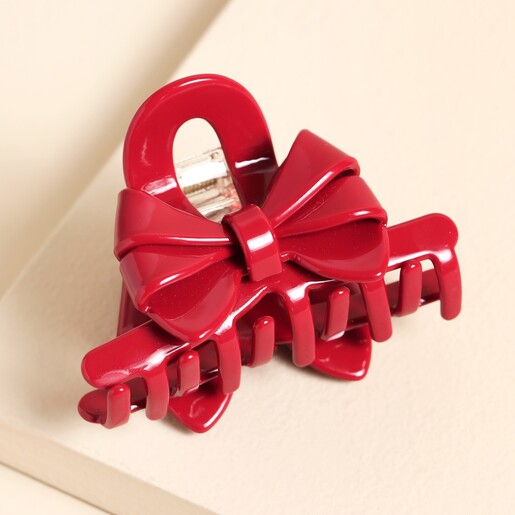 Burgundy Bow Hair Claw