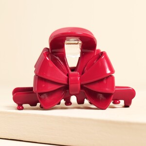 Burgundy Bow Hair Claw Clip