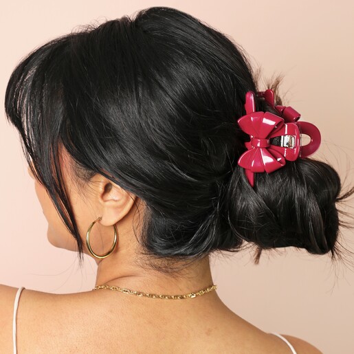 Burgundy Bow Hair Claw