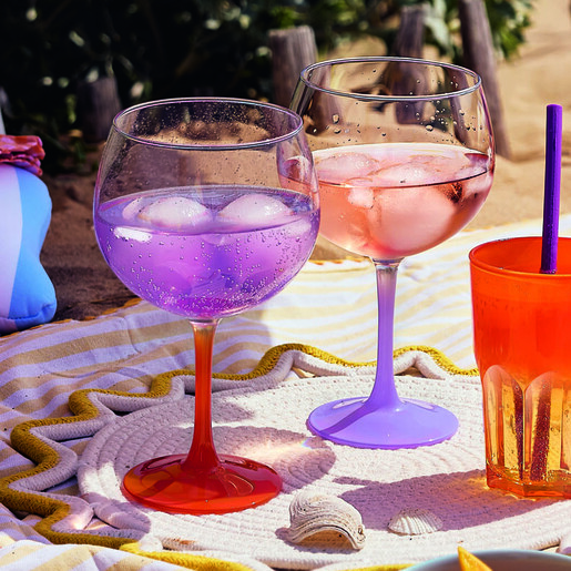 pink and orange stem cocktail glass