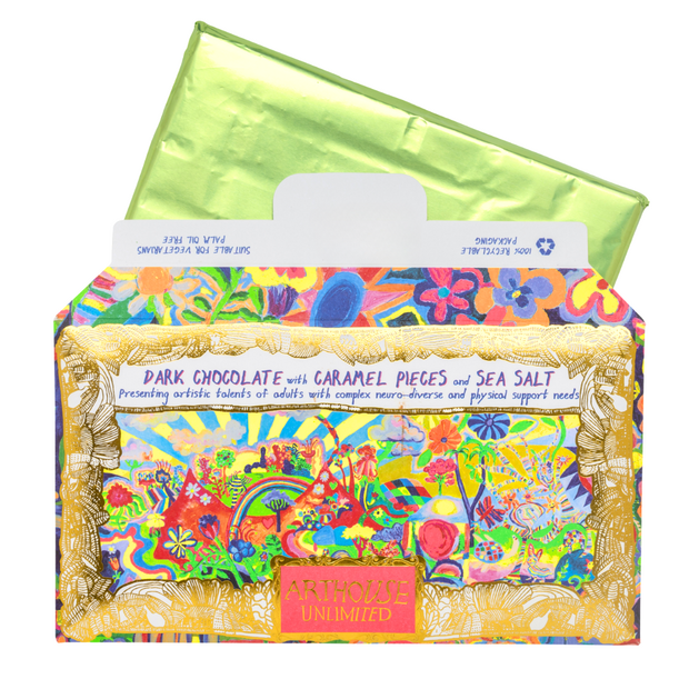 Arthouse Joy Revolution Dark Chocolate Bar with Caramel Pieces & Sea Salt