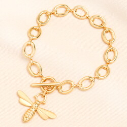 Chunky Bee Charm Bracelet in Gold
