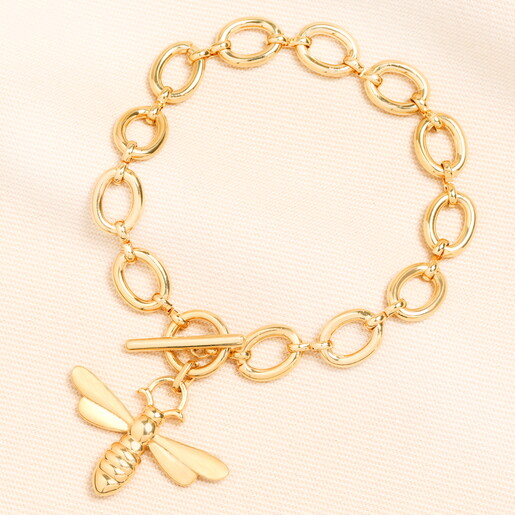 bee charm bracelet in gold