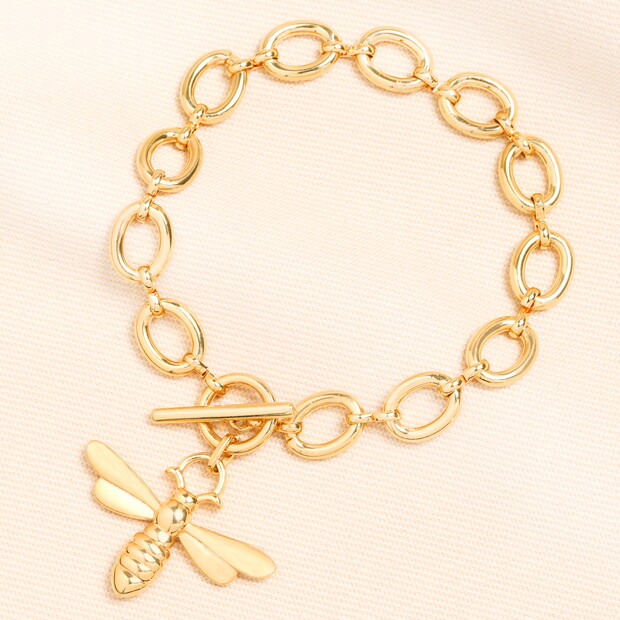 Chunky Bee Charm Bracelet in Gold