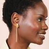 side profile of drop earrings in gold