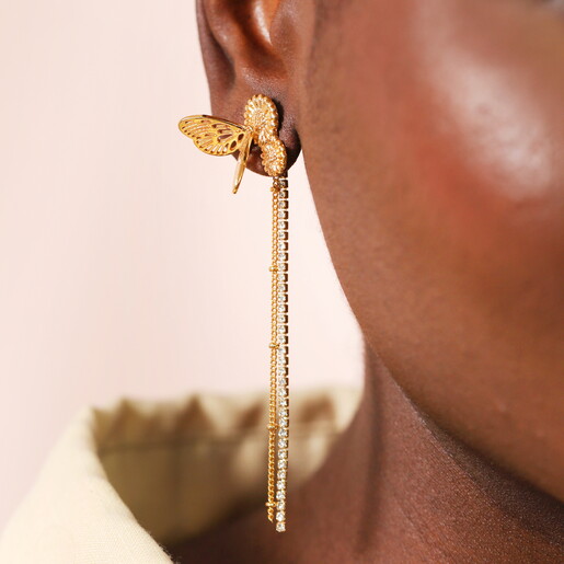 crystal and chain drop earrings 