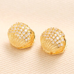 Chunky Clam Earrings in Gold